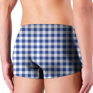 Blue And White Buffalo Check Print Men's Boxer Briefs