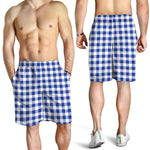 Blue And White Buffalo Check Print Men's Shorts