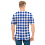 Blue And White Buffalo Check Print Men's T-Shirt