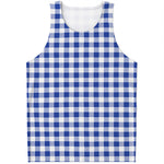 Blue And White Buffalo Check Print Men's Tank Top