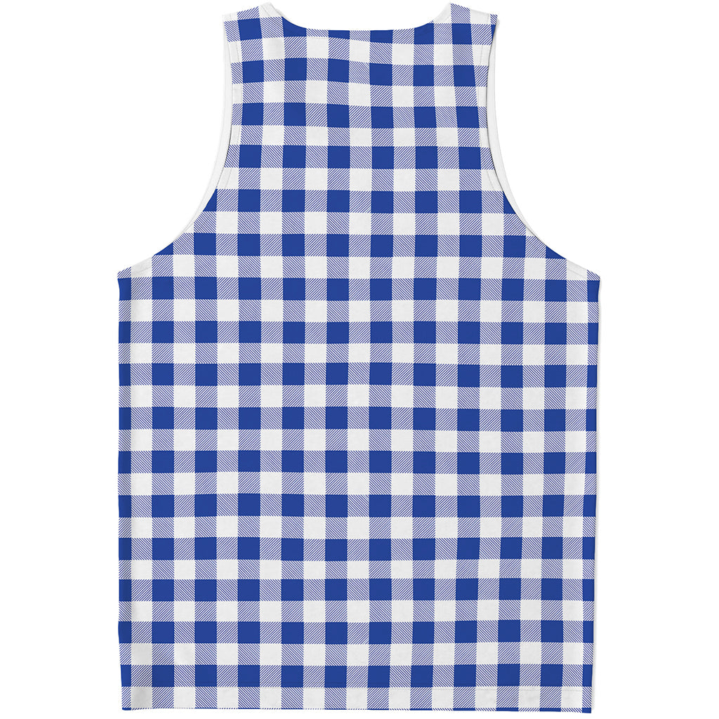 Blue And White Buffalo Check Print Men's Tank Top