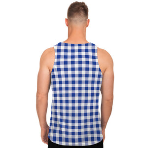 Blue And White Buffalo Check Print Men's Tank Top