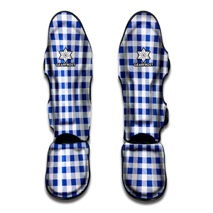 Blue And White Buffalo Check Print Muay Thai Shin Guard