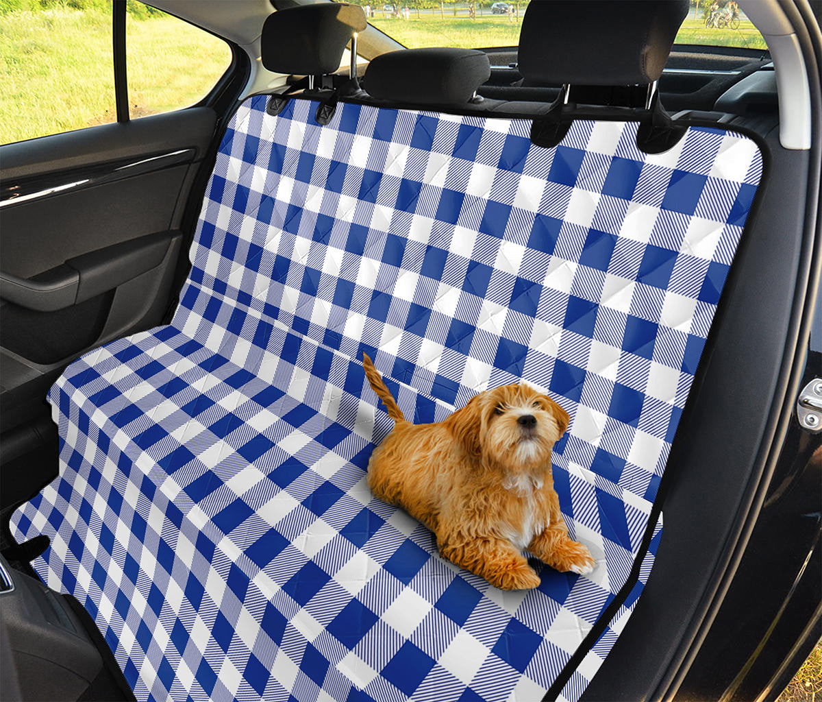 Blue And White Buffalo Check Print Pet Car Back Seat Cover