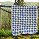 Blue And White Buffalo Check Print Quilt