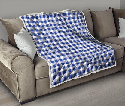 Blue And White Buffalo Check Print Quilt