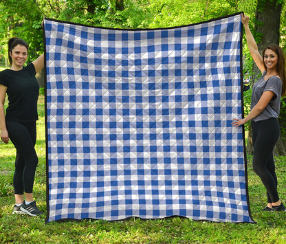Blue And White Buffalo Check Print Quilt