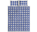 Blue And White Buffalo Check Print Quilt Bed Set