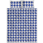 Blue And White Buffalo Check Print Quilt Bed Set