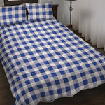 Blue And White Buffalo Check Print Quilt Bed Set