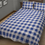 Blue And White Buffalo Check Print Quilt Bed Set
