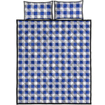 Blue And White Buffalo Check Print Quilt Bed Set