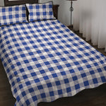 Blue And White Buffalo Check Print Quilt Bed Set