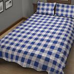 Blue And White Buffalo Check Print Quilt Bed Set