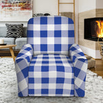 Blue And White Buffalo Check Print Recliner Slipcover