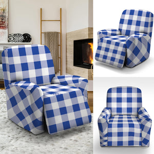 Blue And White Buffalo Check Print Recliner Slipcover