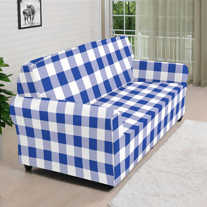 Blue And White Buffalo Check Print Sofa Cover