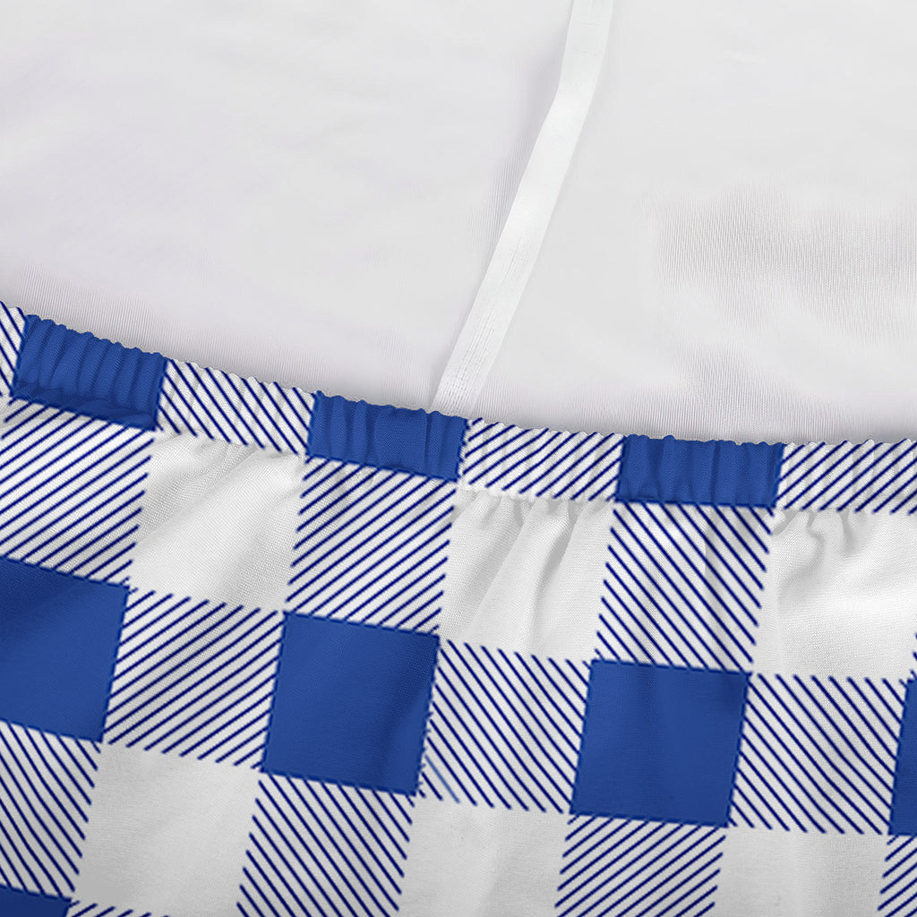 Blue And White Buffalo Check Print Sofa Cover