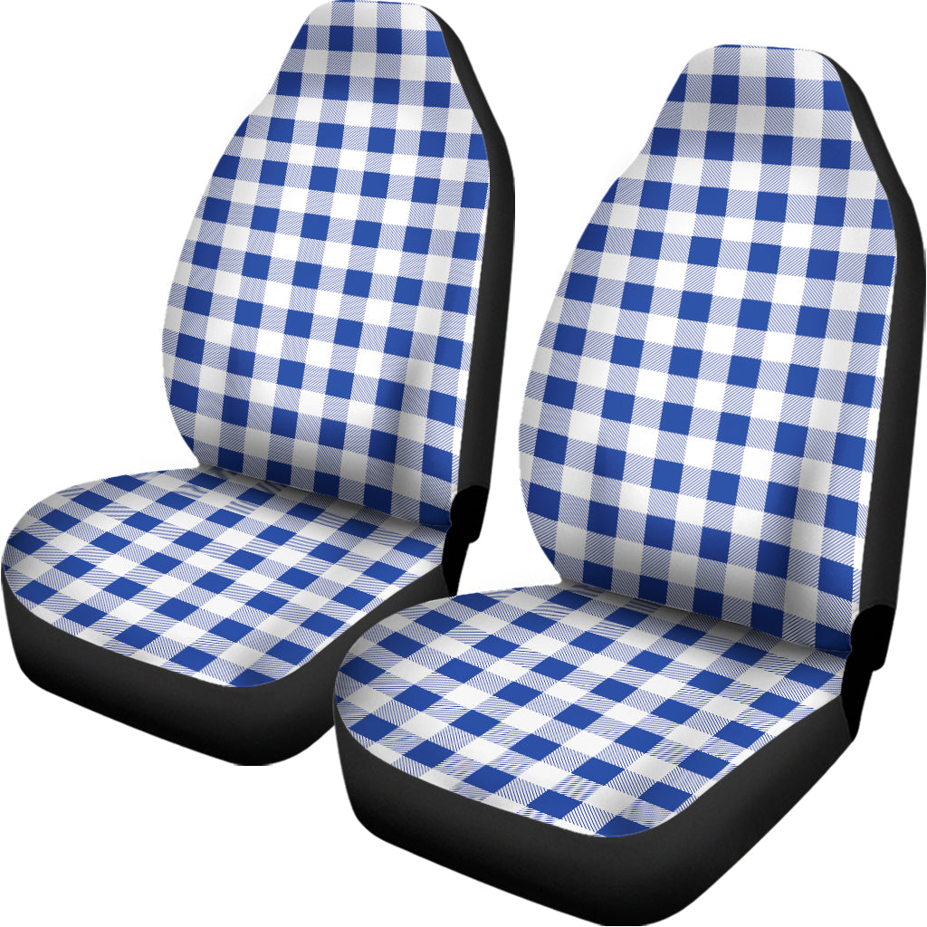 Blue And White Buffalo Check Print Universal Fit Car Seat Covers