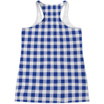 Blue And White Buffalo Check Print Women's Racerback Tank Top