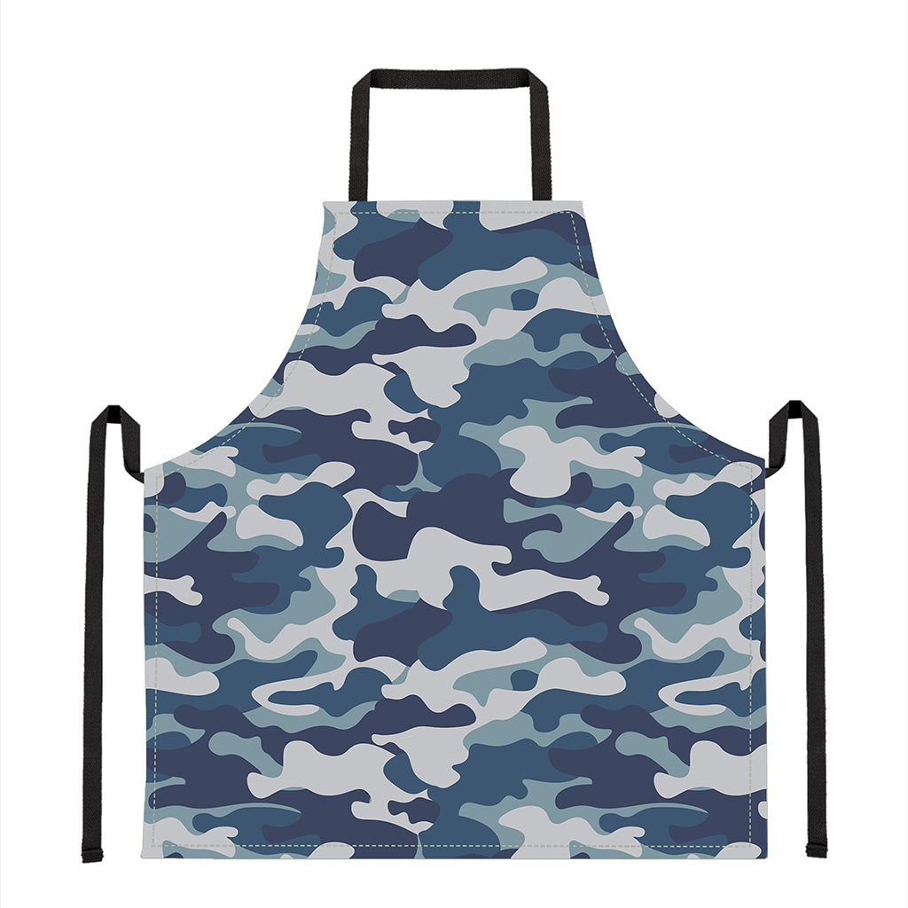 Blue And White Camouflage Print Apron