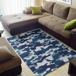Blue And White Camouflage Print Area Rug GearFrost