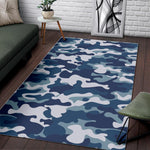 Blue And White Camouflage Print Area Rug GearFrost