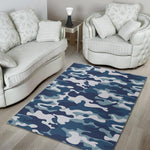 Blue And White Camouflage Print Area Rug GearFrost