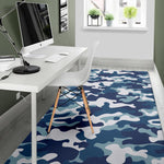 Blue And White Camouflage Print Area Rug GearFrost