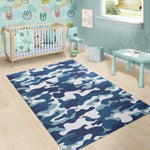 Blue And White Camouflage Print Area Rug GearFrost