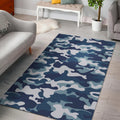 Blue And White Camouflage Print Floor Mat