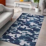Blue And White Camouflage Print Area Rug GearFrost