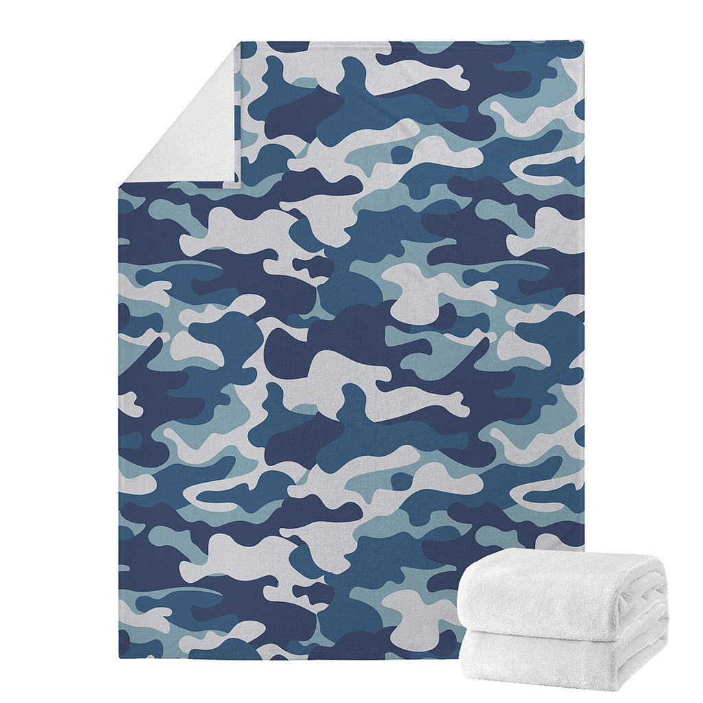 Blue And White Camouflage Print Blanket