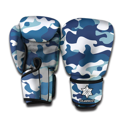Blue And White Camouflage Print Boxing Gloves