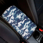 Blue And White Camouflage Print Car Center Console Cover
