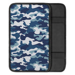 Blue And White Camouflage Print Car Center Console Cover