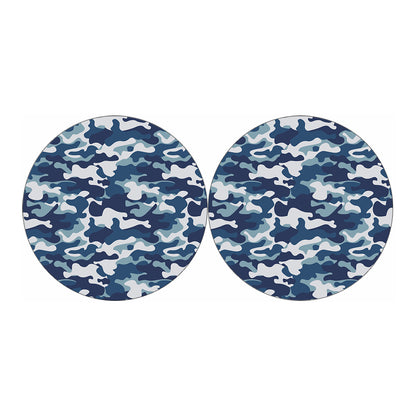 Blue And White Camouflage Print Car Coasters