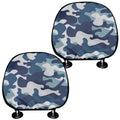 Blue And White Camouflage Print Car Headrest Covers