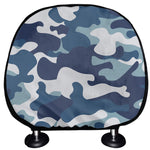Blue And White Camouflage Print Car Headrest Covers