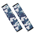 Blue And White Camouflage Print Car Seat Belt Covers