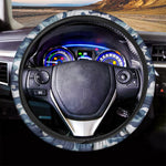 Blue And White Camouflage Print Car Steering Wheel Cover