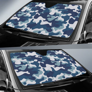 Blue And White Camouflage Print Car Sun Shade GearFrost