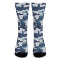 Blue And White Camouflage Print Crew Socks