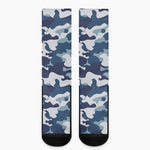 Blue And White Camouflage Print Crew Socks