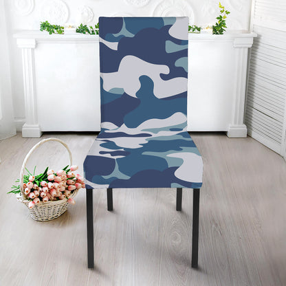 Blue And White Camouflage Print Dining Chair Slipcover
