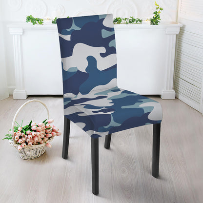 Blue And White Camouflage Print Dining Chair Slipcover