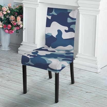 Blue And White Camouflage Print Dining Chair Slipcover