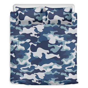 Blue And White Camouflage Print Duvet Cover Bedding Set