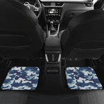 Blue And White Camouflage Print Front and Back Car Floor Mats