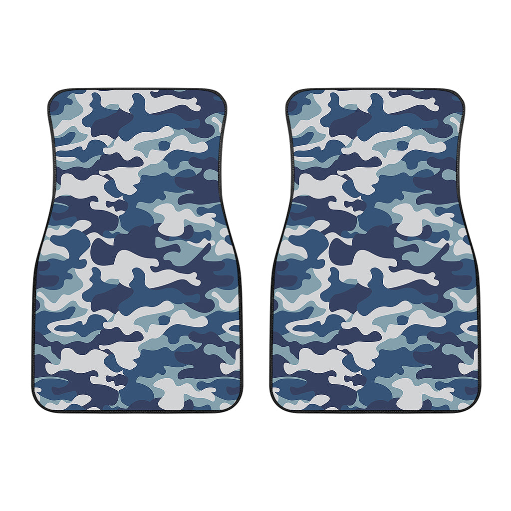 Blue And White Camouflage Print Front Car Floor Mats